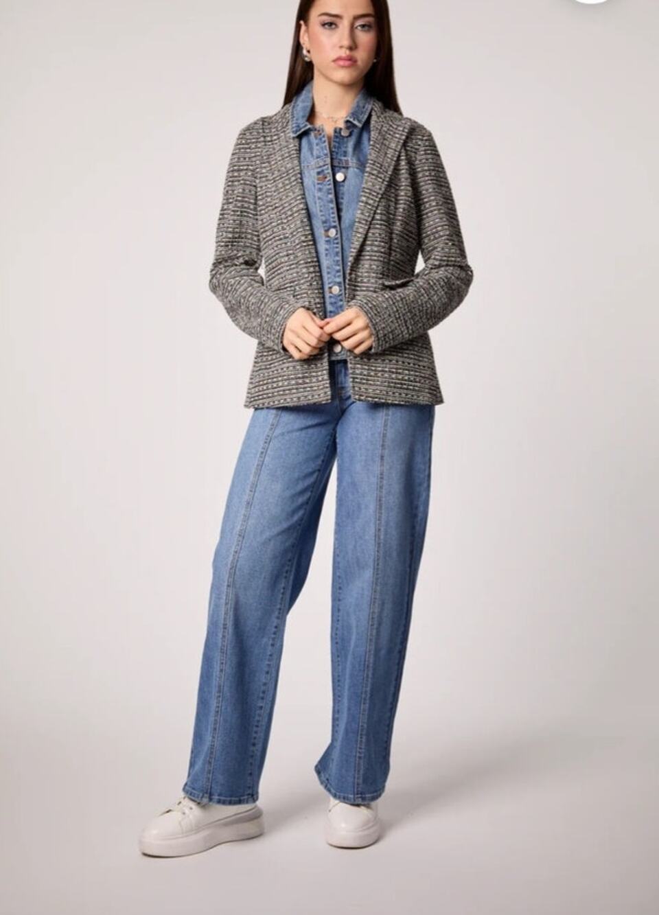 NWT Blue Revival Helen Blazer XS Rainbow Tweed Denim Insert